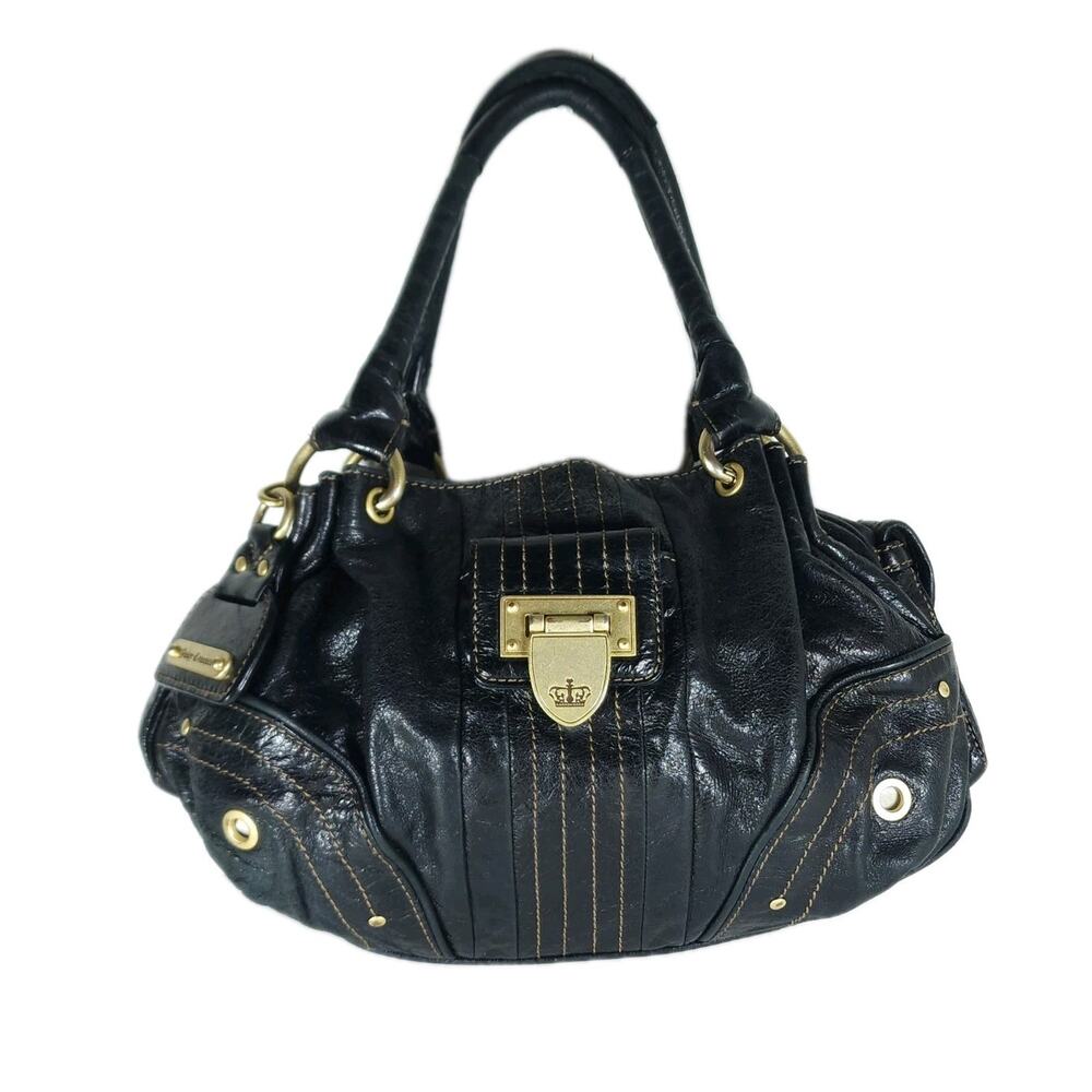Juicy Couture Vintage Y2K Leather Black Slouchy Shoulder Bag Handbag